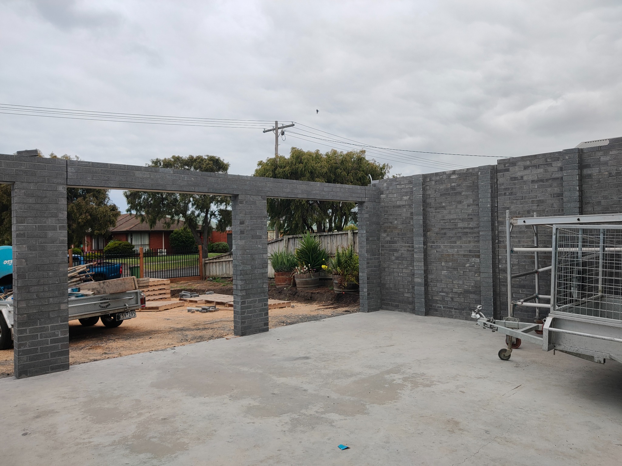 Grey blockwork structure