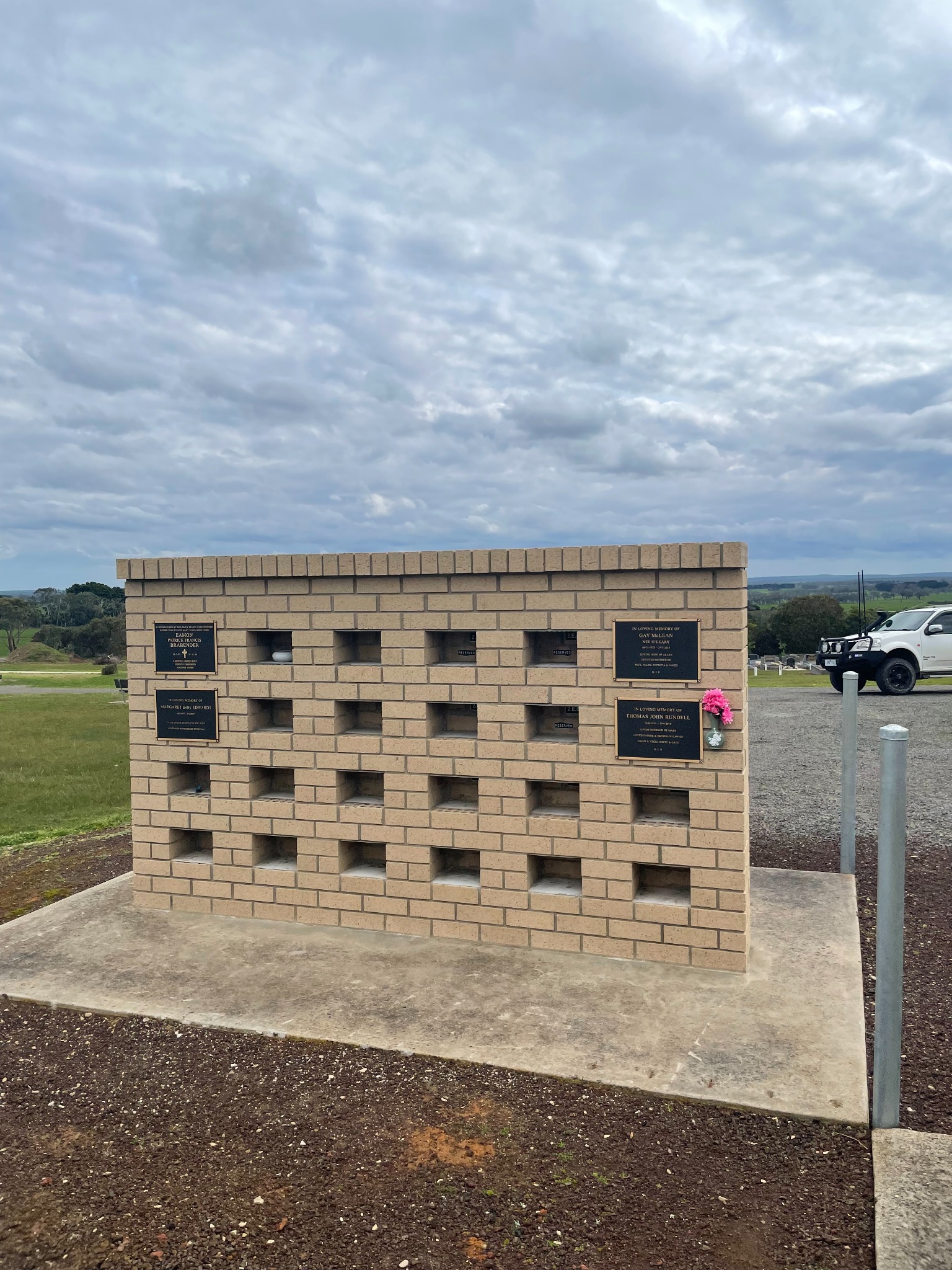 Detailed brick memorial wall